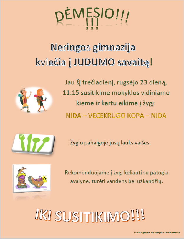 Neringos gimnazija kviečia į judumo savaitę!