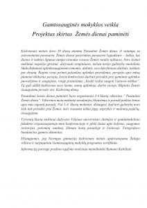Projektas skirtas Žemės dienai paminėti